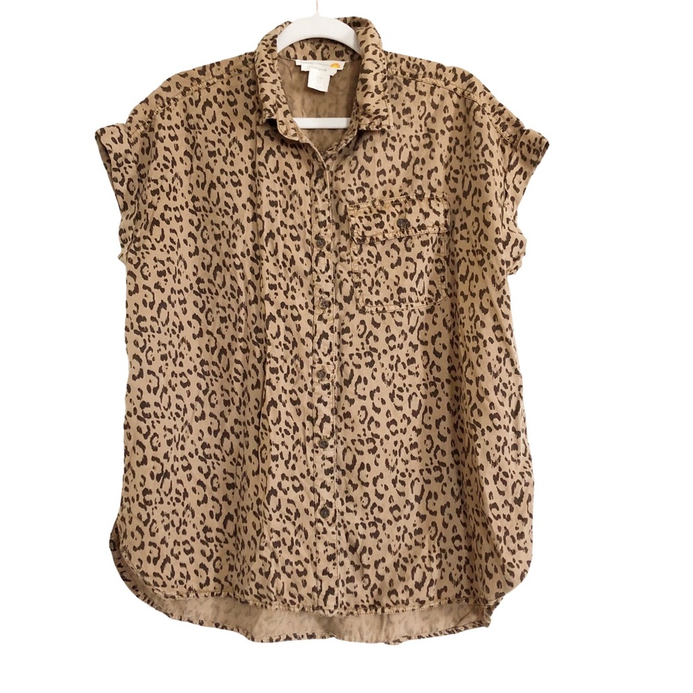 C&C California lyocell leopard-print button-down, size small